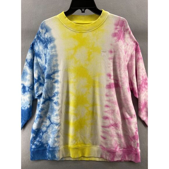 NWT Wrangler Sweatshirt Womens Small Tie Dye Oversize Blue Yellow Pink Cotton - Picture 3 of 12